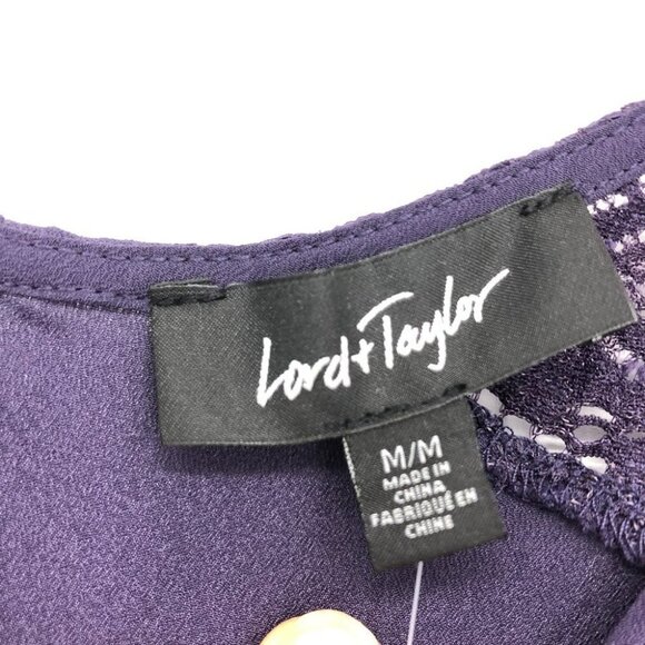 NWT Lord & Taylor Purple Grape Judy  Raglan sleeve lace accent 3/4 blouse M - Picture 5 of 15